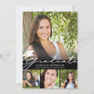 Modern Graduate Script 5 Photo Party Invitation