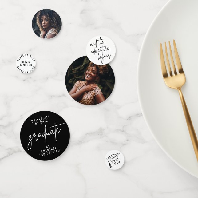 Modern Graduate Script Custom Photo  Confetti (Group)