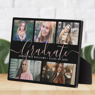 Modern Graduate Script Photo Collage Keepsake Plaque