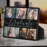 Modern Graduate Script Photo Collage Keepsake Plaque<br><div class="desc">Elegant and modern script graduation keepsake, this custom name, school, and class of... photo collage design makes a beautiful display for your favourite senior pictures. Great gift for your graduate, parents, grandparents, or any other loving family member who is proud of the new graduate! This is the pretty dusty blue...</div>