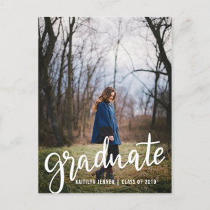 Modern Graduate Script   Save The Date Photo Announcement Postcard