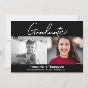 Modern Graduate Script Then and Now Grad Photo Announcement