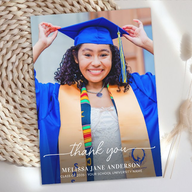 Modern Graduate Simple Custom Photo Graduation Thank You Card (Creator Uploaded)