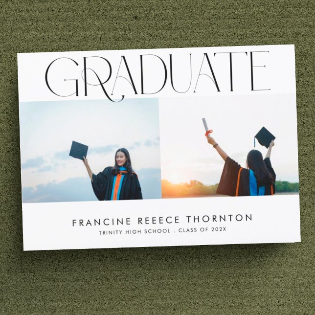 Modern Graduate Text High School Photo Graduation Announcement (Creator Uploaded)