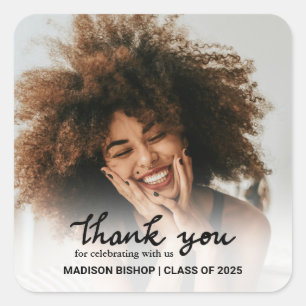 Modern Graduate Thank You Photo Square Sticker