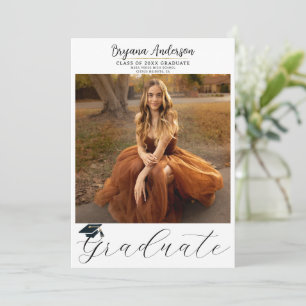 Modern Graduate Trendy Photo Graduation Cap Invitation