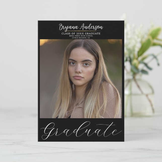 Modern Graduate Trendy Photo Graduation Invitation (Standing Front)