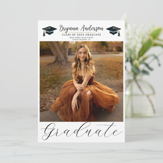 Modern Graduate Trendy Photo Graduation  Invitation (Standing Front)