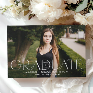 Modern Graduate Typography 2 Photo Graduation Guest Book