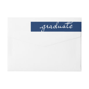 Modern Graduate Typography Chic Navy Blue Wrap Around Label