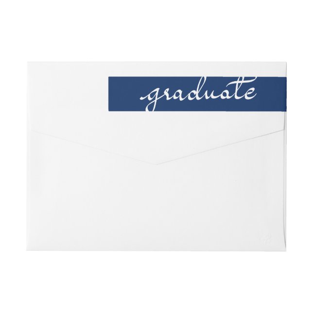 Modern Graduate Typography Chic Navy Blue Wrap Around Label (Back)