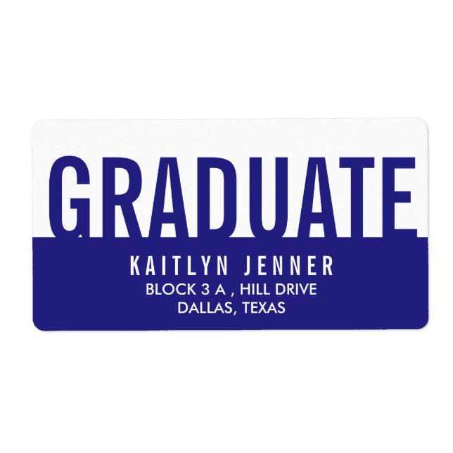 Modern Graduate Typography Navy Blue And White (Front)