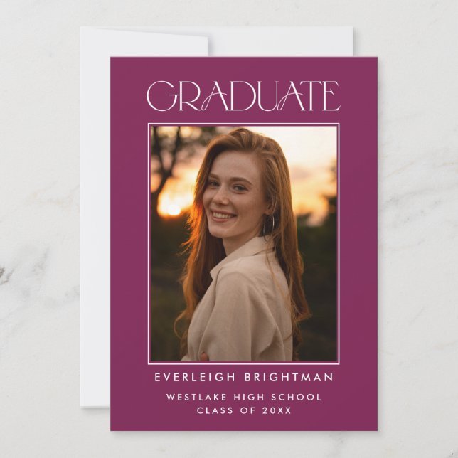 MODERN GRADUATE TYPOGRAPHY PHOTO GRADUATION INVITE (Front)