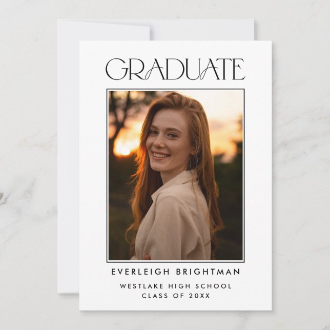 MODERN GRADUATE TYPOGRAPHY PHOTO GRADUATION INVITE (Front)