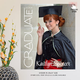 Modern Graduate Typography Photo Name Poster