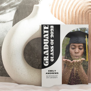 Modern Graduate White Arch & Photo Grad Party Invitation