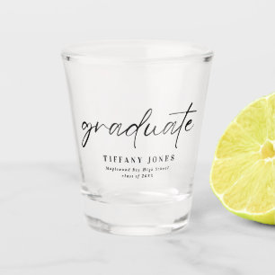 Modern Graduate White Script 4 Photos Graduation   Shot Glass