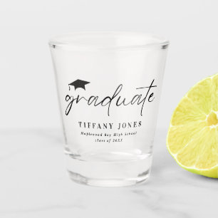 Modern Graduate White Script 4 Photos Graduation   Shot Glass