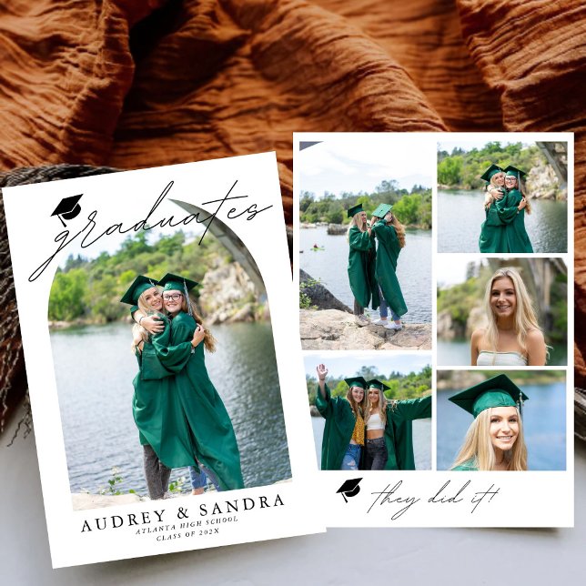 Modern Graduates Double Graduation Announcement (Creator Uploaded)