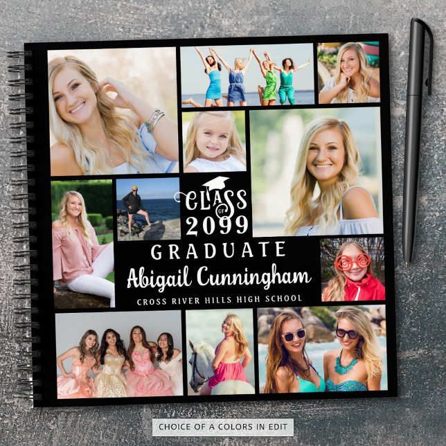 Modern Graduation 11 Photo Collage Guestbook Notebook (Creator Uploaded)
