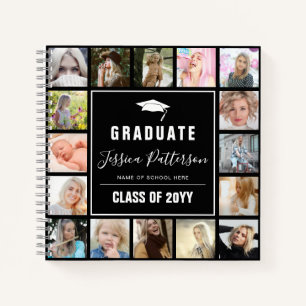 Modern Graduation 17 Photo Collage Keepsake Guest  Notebook