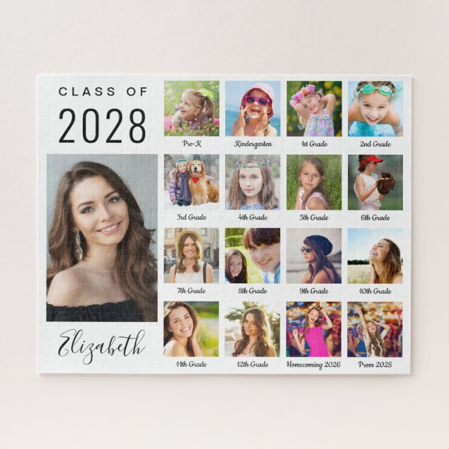 Modern Graduation 17 Photo Collage Script Jigsaw Puzzle