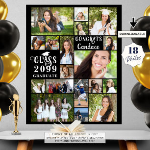 Modern Graduation 18 Photo Collage Class Year Poster