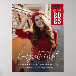 Modern Graduation 2025 Photo Script Grad Party Poster