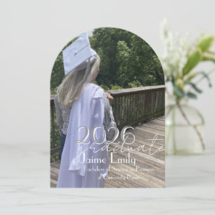 Modern Graduation 2026 Gray Pink Photo Magnet Invitation