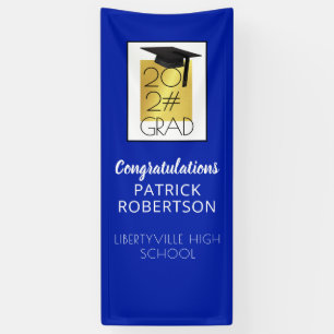 Modern Graduation 20XX GRAD Royal Blue & Gold Door Banner