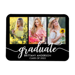 Modern Graduation Announcement 3 Photo  Magnet
