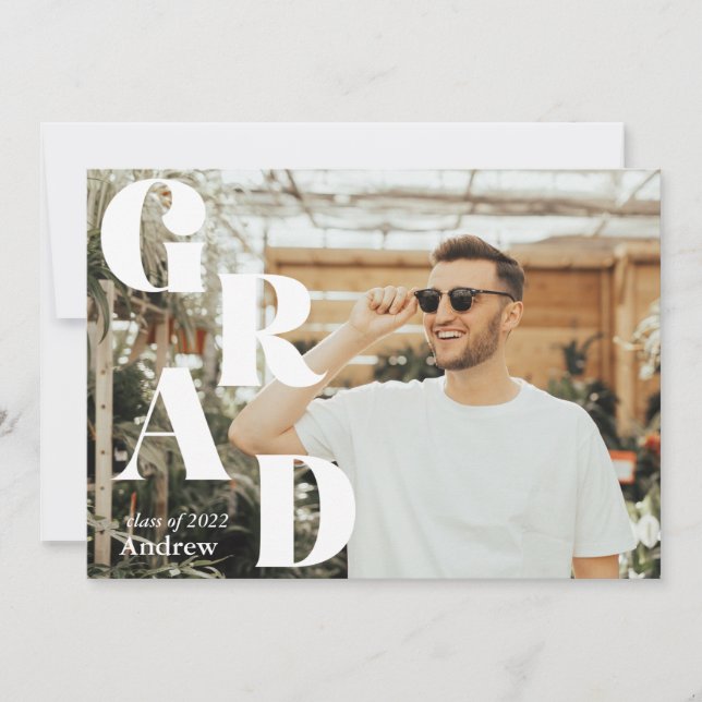 Modern Graduation Announcement Grad Party (Front)