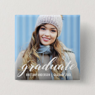 Modern Graduation Announcement Graduate Photo 15 Cm Square Badge
