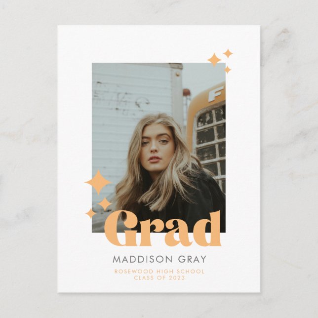 Modern Graduation Announcement Open house invite Postcard (Front)