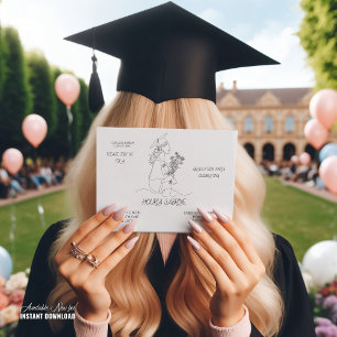 Modern Graduation Black & white line art graduate  Invitation