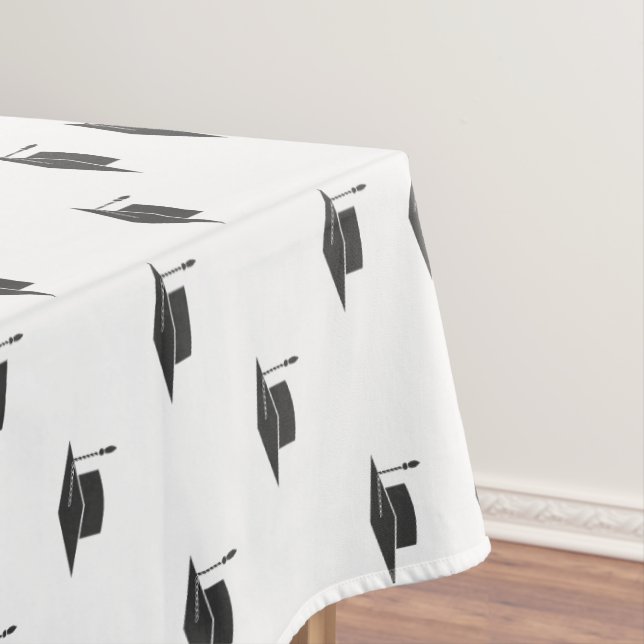 Modern Graduation Black White Tassel Cap Tablecloth (In Situ)