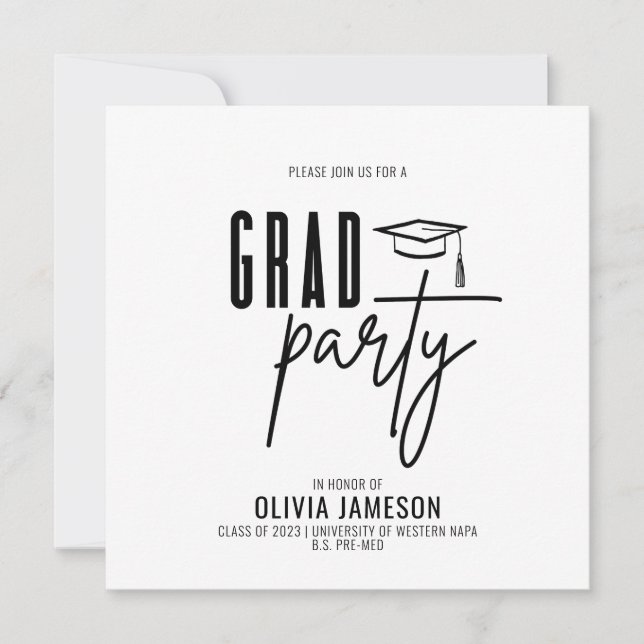 Modern Graduation Calligraphy Script | Photo Party Invitation (Front)