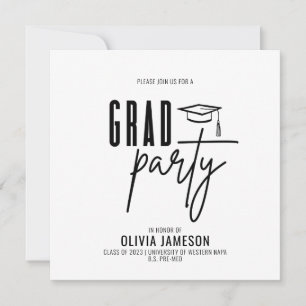 Modern Graduation Calligraphy Script   Photo Party Invitation