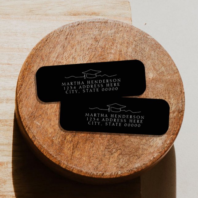 Modern Graduation Cap Line Art Return Address (Creator Uploaded)