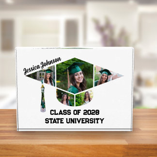 Modern Graduation Cap Shape Collage Acrylic Photo Block