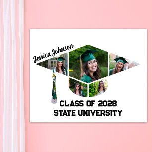 Modern Graduation Cap Shape Photo Collage Poster
