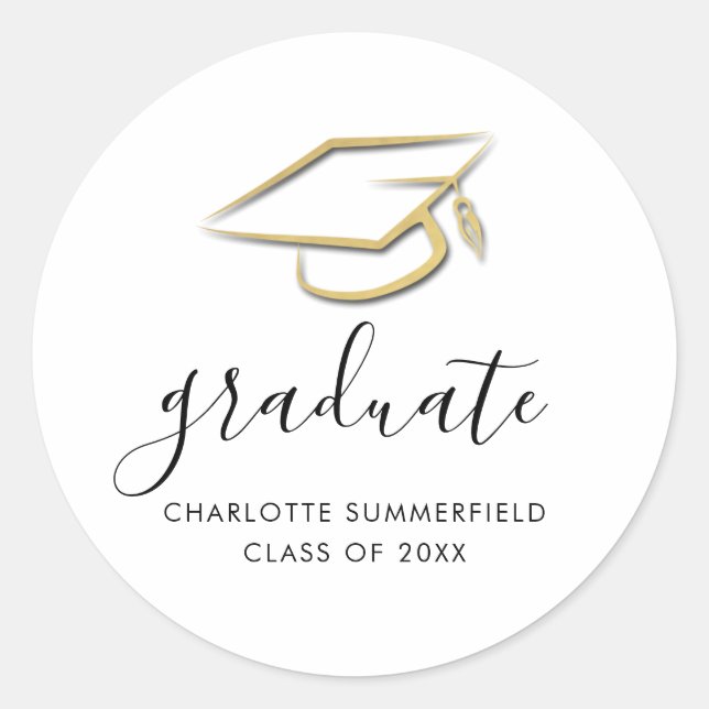 Modern Graduation Cap Tassel 2025 Grad Classic Round Sticker (Front)