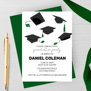 Modern Graduation Cap Toss Graduation Party Invitation