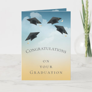 Modern Graduation Caps Congratulations Card