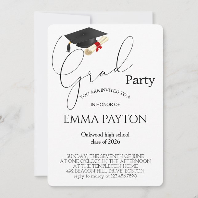 Modern Graduation Celebration  Invitation (Front)