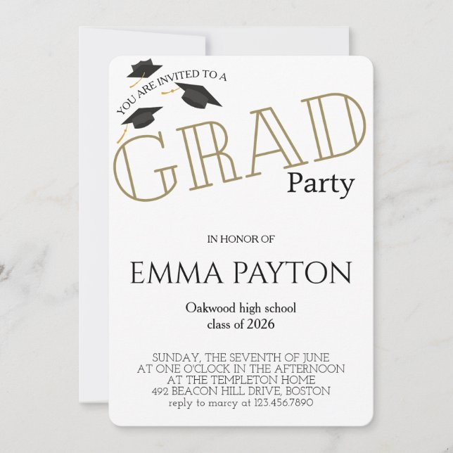 Modern Graduation Celebration  Invitation (Front)