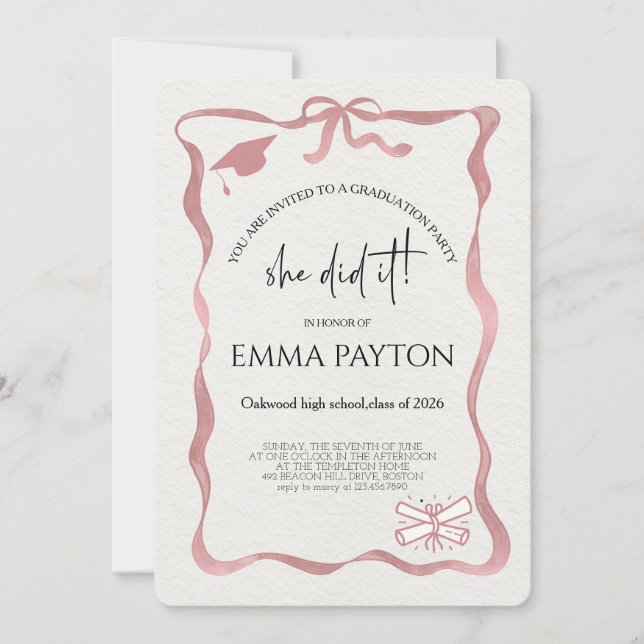 Modern Graduation Celebration  Invitation (Front)