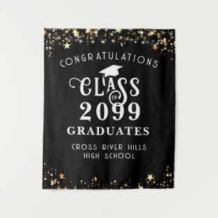 Modern Graduation Class Year Congrats Backdrop Tapestry