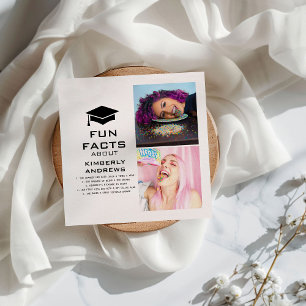 Modern Graduation Fun Facts Photo Collage Napkin