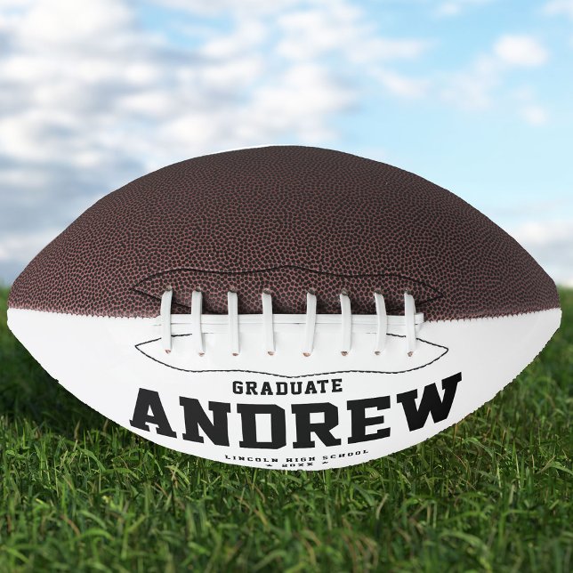 Modern Graduation Gift Cool Black and White Trendy American Football (Creator Uploaded)
